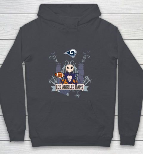 NFL Los Angeles Rams Football Jack Skellington Halloween Youth Hoodie 5