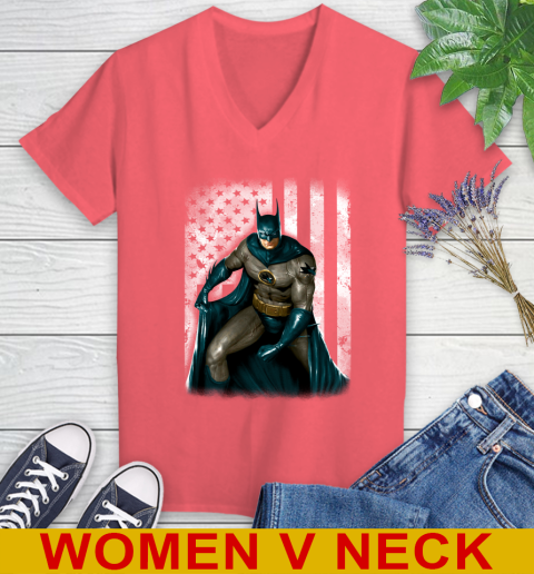 San Jose Sharks NHL Hockey Batman DC American Flag Shirt Women's V-Neck T-Shirt 6