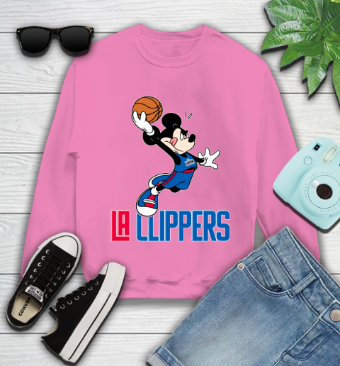 NBA Basketball LA Clippers Cheerful Mickey Mouse Shirt Youth Sweatshirt 6