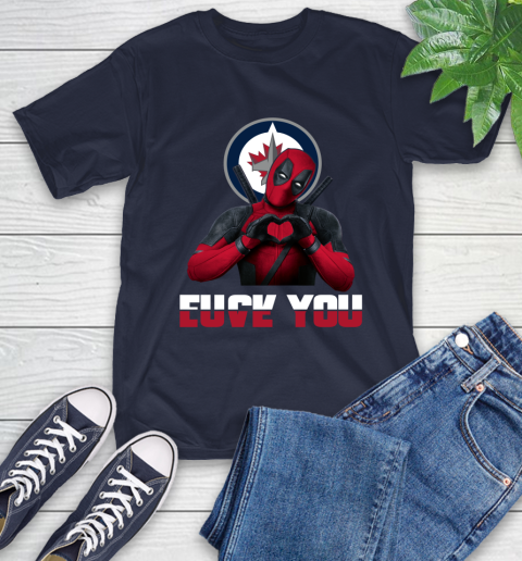 NHL Winnipeg Jets Deadpool Love You Fuck You Hockey Sports T-Shirt 3