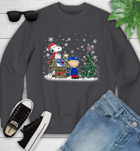 NHL New York Rangers Snoopy Charlie Brown Woodstock Christmas Stanley Cup Hockey Youth Sweatshirt 5
