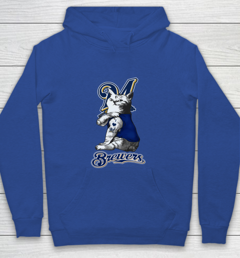 MLB Baseball My Cat Loves Milwaukee Brewers Youth Hoodie 6