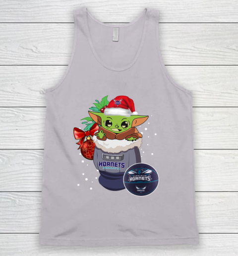 Charlotte Hornets Christmas Baby Yoda Star Wars Funny Happy NBA Tank Top 4