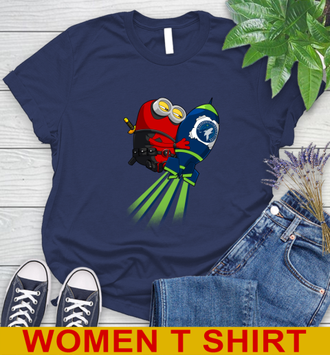 NBA Basketball Minnesota Timberwolves Deadpool Minion Marvel Shirt Women's T-Shirt 12
