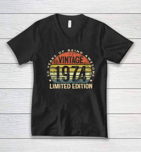 50 Year Old Gifts Vintage 1974 Limited Edition 50th Birthday V-Neck T-Shirt