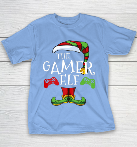 Gamer Elf Family Matching Christmas Funny Gaming Pajama Youth T-Shirt 8