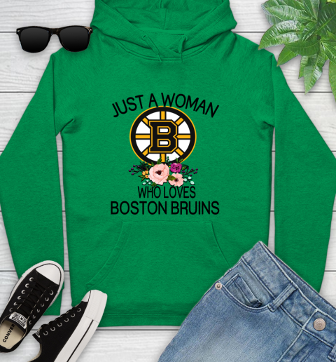 NHL Just A Woman Who Loves Boston Bruins Hockey Sports Youth Hoodie 5