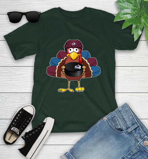Colorado Avalanche Turkey Thanksgiving Day Youth T-Shirt 5