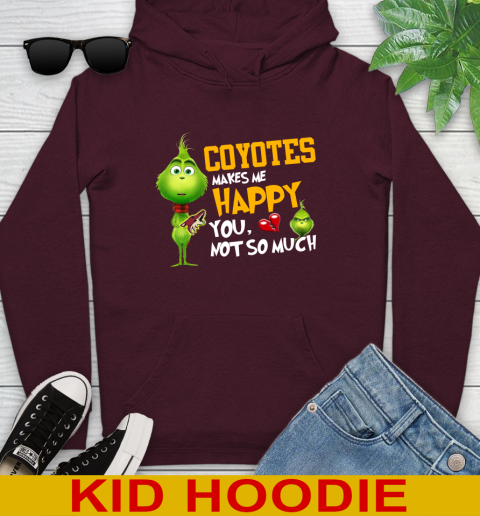 NHL Arizona Coyotes Makes Me Happy You Not So Much Grinch Hockey Sports Youth Hoodie 7