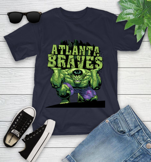 Atlanta Braves MLB Baseball Incredible Hulk Marvel Avengers Sports Youth T-Shirt 3