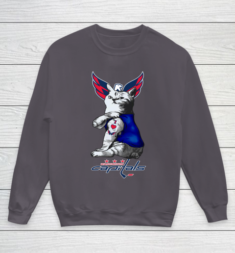 NHL My Cat Loves Washington Capitals Hockey Youth Sweatshirt 5