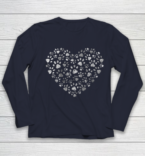 Dog Mom T Shirt Cool Paw Print Heart Women Men Dog Lovers Youth Long Sleeve 2