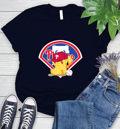 MLB Pikachu Baseball Sports Philadelphia Phillies Women's T-Shirt 3