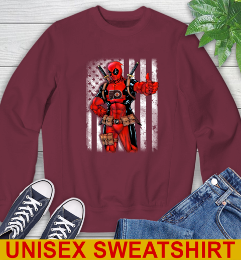NHL Hockey Philadelphia Flyers Deadpool American Flag Shirt Sweatshirt 7 NHL Hockey Philadelphia Flyers Deadpool American Flag Shirt Sweatshirt - Image 7