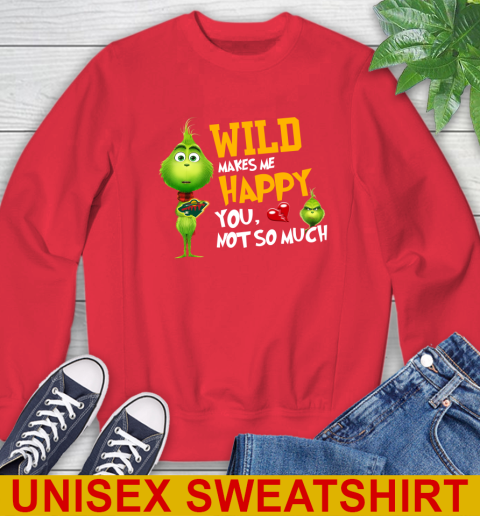 NHL Minnesota Wild Makes Me Happy You Not So Much Grinch Hockey Sports Sweatshirt 12