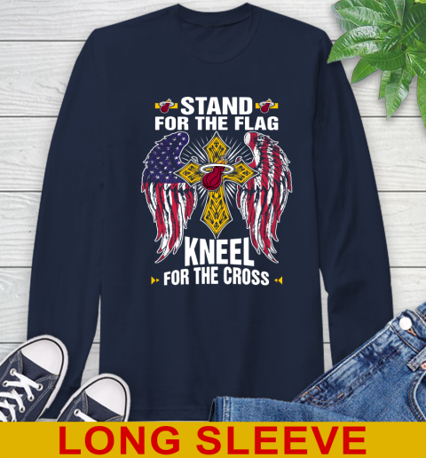 NBA Basketball Miami Heat Stand For Flag Kneel For The Cross Shirt Long Sleeve T-Shirt 3