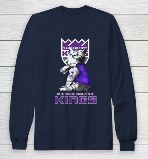 NBA Basketball My Cat Loves Sacramento Kings Long Sleeve T-Shirt 2