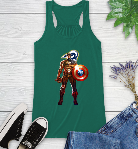 NFL Captain America Marvel Avengers Endgame Football Sports Los Angeles Rams Racerback Tank 7