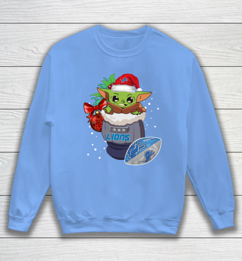Detroit Lions Christmas Baby Yoda Star Wars Funny Happy NFL Sweatshirt 9