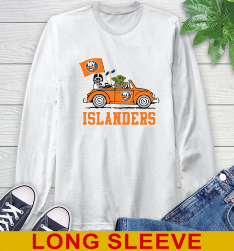 NHL Hockey New York Islanders Darth Vader Baby Yoda Driving Star Wars Shirt Long Sleeve T-Shirt