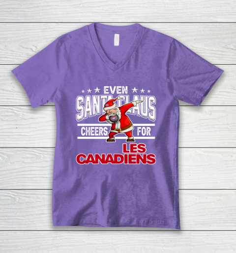 Montreal Canadiens Even Santa Claus Cheers For Christmas NHL V-Neck T-Shirt 8