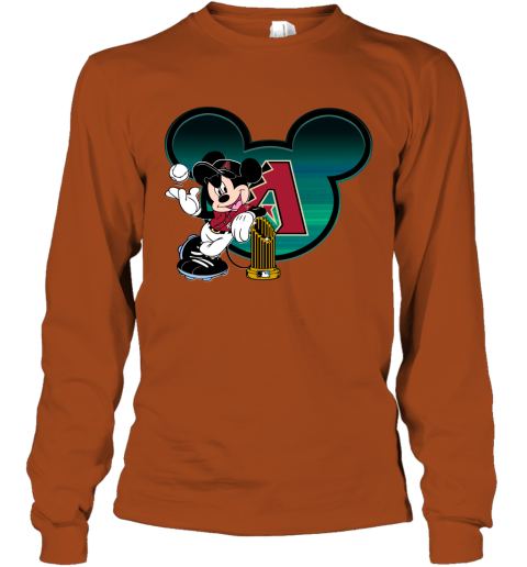 MLB Arizona Diamondbacks The Commissioner's Trophy Mickey Mouse Disney Baseball T Shirt ZJQXZOmJ8Hm long sleeve tee 14 95 151514 front texas orange