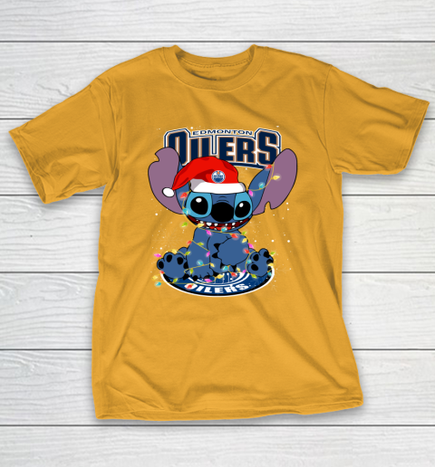 Edmonton Oilers NHL Hockey noel stitch Christmas T-Shirt 2