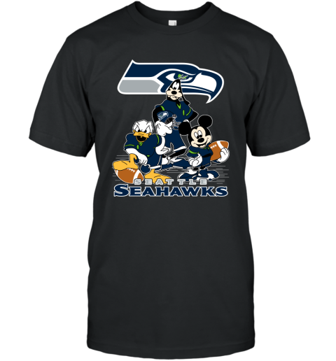 NFL Seattle Seahawks Mickey Mouse Donald Duck Goofy Football T Shirt