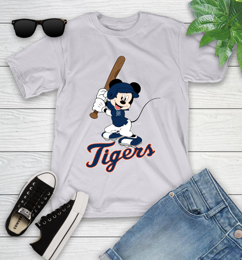 MLB Baseball Detroit Tigers Cheerful Mickey Mouse Shirt Youth T-Shirt 4