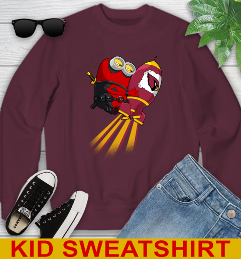 NFL Football Arizona Cardinals Deadpool Minion Marvel Shirt Youth Sweatshirt 4