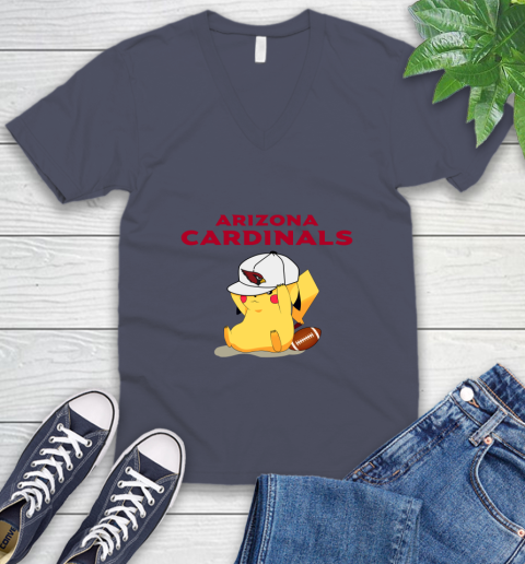 NFL Pikachu Football Sports Arizona Cardinals V-Neck T-Shirt 8