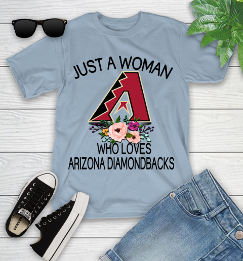 MLB Just A Woman Who Loves Arizona Diamondbacks Baseball Sports Youth T-Shirt 6