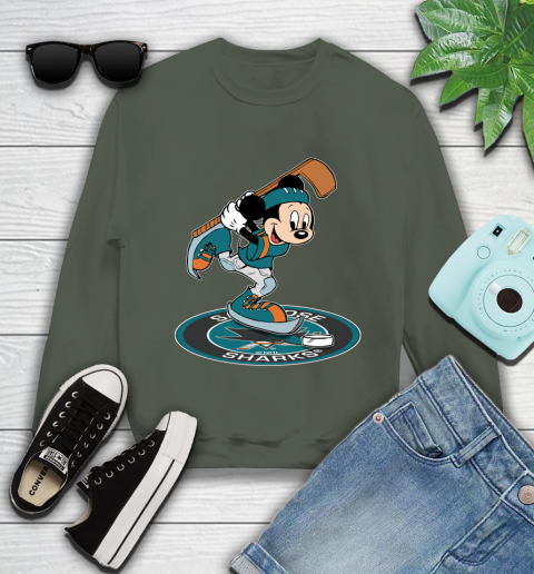 NHL Hockey San Jose Sharks Cheerful Mickey Disney Shirt Youth Sweatshirt 9