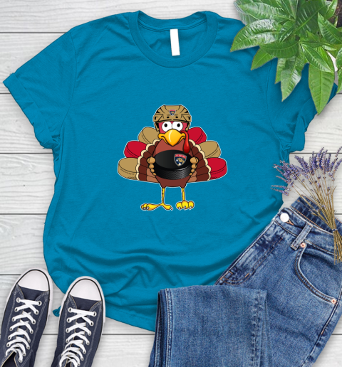 Florida Panthers Turkey Thanksgiving Day Women's T-Shirt 7