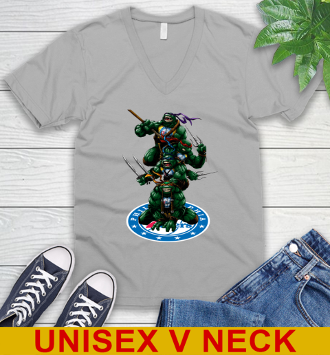 NBA Basketball Philadelphia 76ers Teenage Mutant Ninja Turtles Shirt V-Neck T-Shirt 4