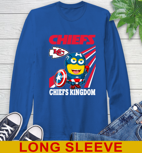 NFL Football Kansas City Chiefs Captain America Marvel Avengers Minion Shirt Long Sleeve T-Shirt 11
