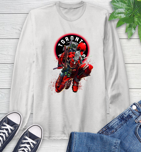 NBA Deadpool Marvel Comics Sports Basketball Toronto Raptors Long Sleeve T-Shirt