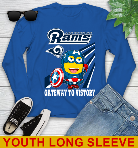 NFL Football Los Angeles Rams Captain America Marvel Avengers Minion Shirt Youth Long Sleeve 10
