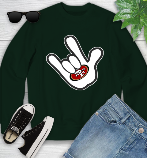 San Francisco 49ers NFL Football Mickey Rock Hand Disney Youth Sweatshirt 10