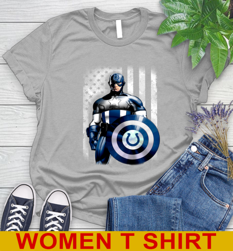 Indianapolis Colts NFL Football Captain America Marvel Avengers American Flag Shirt Women's T-Shirt 5
