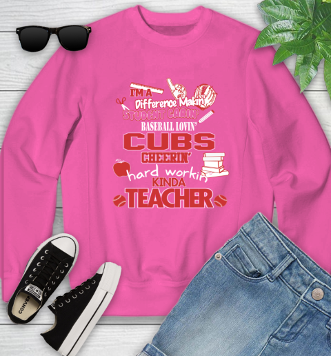 Chicago Cubs MLB I'm A Difference Making Student Caring Baseball Loving Kinda Teacher Youth Sweatshirt 6