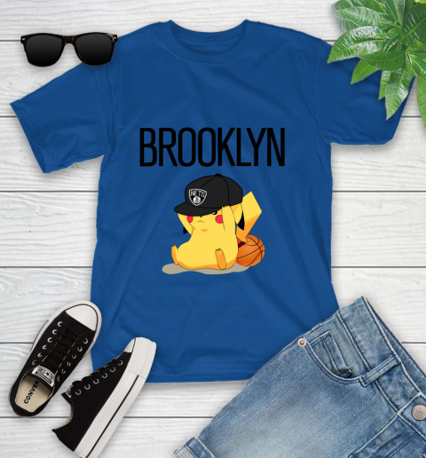 NBA Pikachu Basketball Sports Brooklyn Nets Youth T-Shirt 9