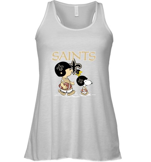 New Orleans Saints Let's Play Football Together Snoopy NFL Racerback Tank