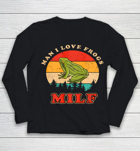 MILF Man I Love Frogs Funny Retro Frog Youth Long Sleeve
