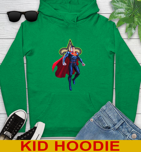 NFL Superman DC Sports Football New Orleans Saints Youth Hoodie Tee For Sports