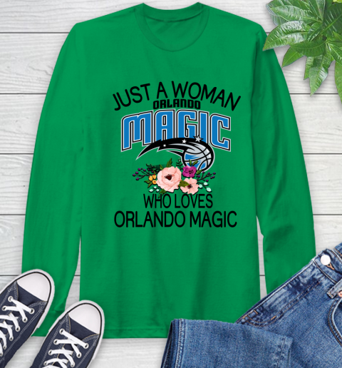 NBA Just A Woman Who Loves Orlando Magic Basketball Sports Long Sleeve T-Shirt 5