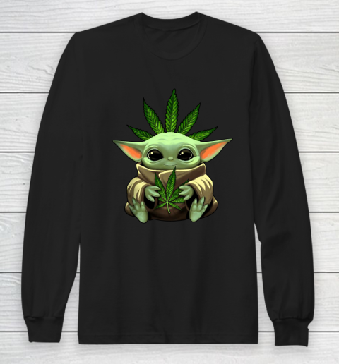 Baby Yoda Hug Marijuana Canabis Long Sleeve T-Shirt