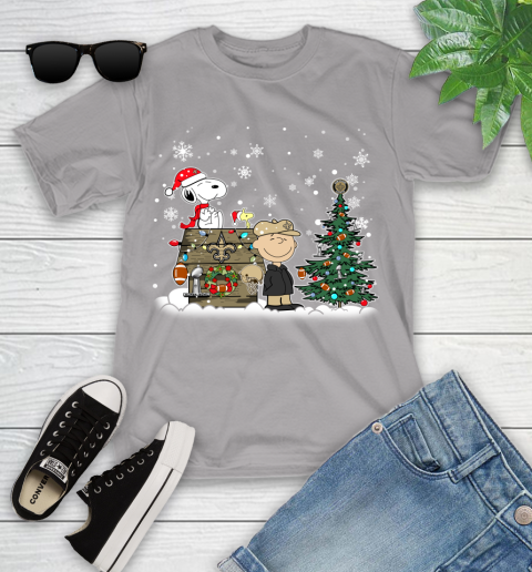 NFL New Orleans Saints Snoopy Charlie Brown Christmas Football Super Bowl Sports Youth T-Shirt 4