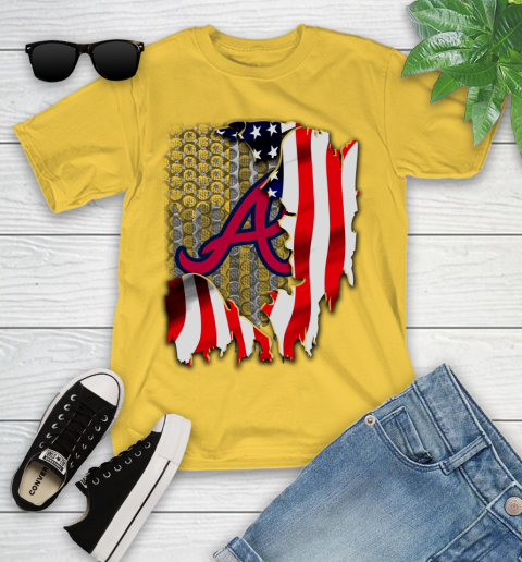 Atlanta Braves MLB Baseball American Flag Youth T-Shirt 10
