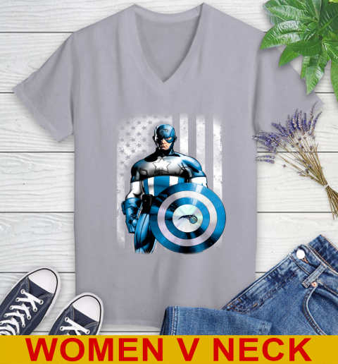 Orlando Magic NBA Basketball Captain America Marvel Avengers American Flag Shirt Women's V-Neck T-Shirt 4